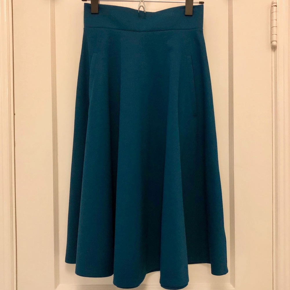 H&M Teal Midi Skirt with Pockets